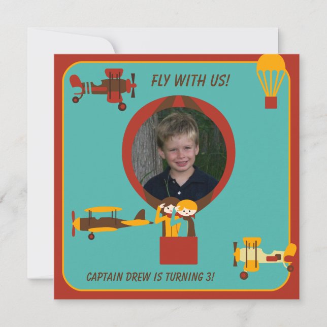 Invitation à l'anniversaire du pilote photo retro  (Devant)