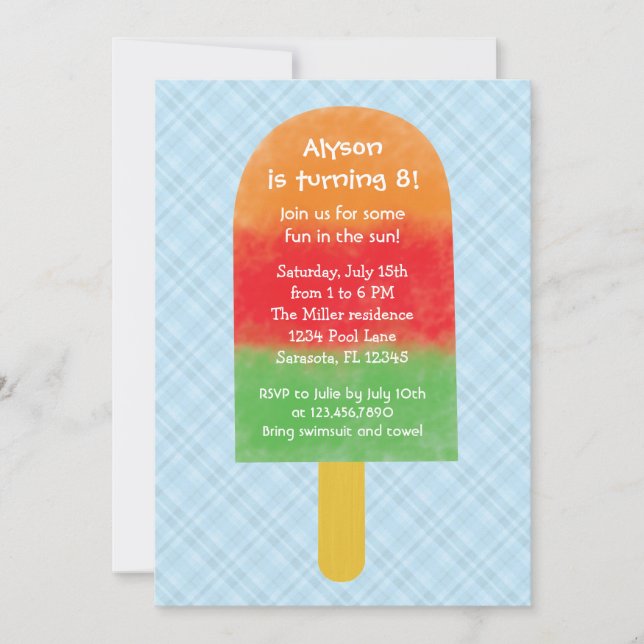 Invitation à l'anniversaire du Popsicle (Devant)
