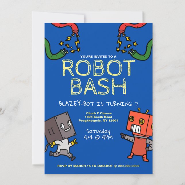 Invitation à l'anniversaire du robot Bash (Devant)
