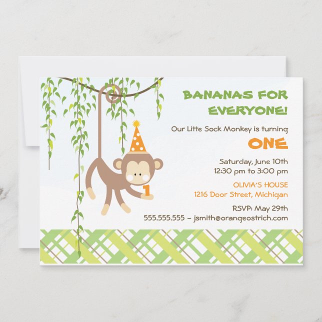 Invitation à l'anniversaire du singe (Devant)