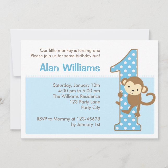 Invitation à l'anniversaire du singe 1er (Devant)