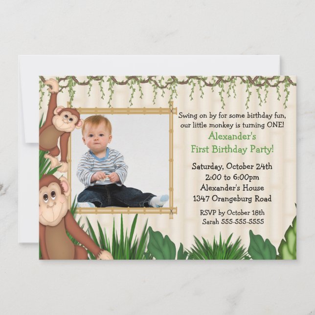 Invitation à l'anniversaire du singe de la jungle (Devant)