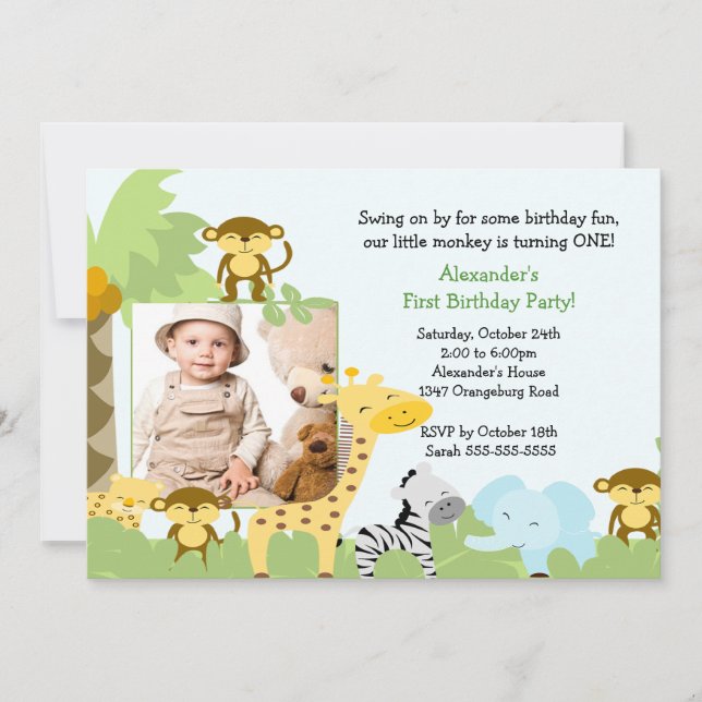 Invitation à l'anniversaire du singe de la jungle (Devant)