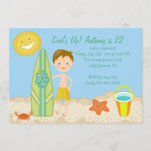 Invitation à l'anniversaire du Surfer Boy Beach Pa