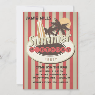 Invitation à l'anniversaire du surfeur