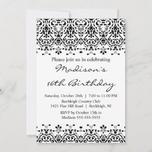 Invitation à l'anniversaire du Sweet sixteen de Da