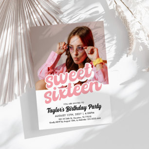 Invitation à l'anniversaire du Sweet sixteen Retro