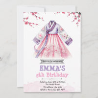 invitation à l'anniversaire du thème coréen
