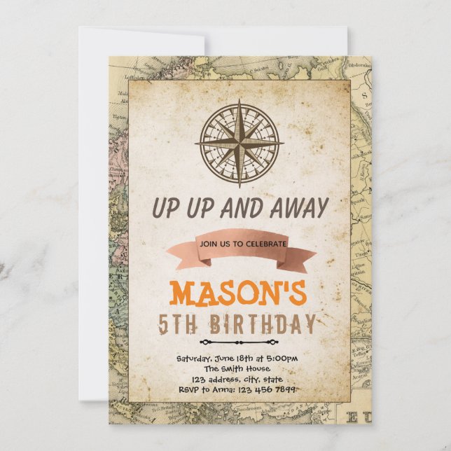 Invitation à l'anniversaire du thème de l'aventure (Devant)