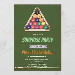 Invitation à l'anniversaire du thème Snooker