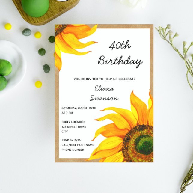 Invitation à l'anniversaire du tournesol (Créateur téléchargé)