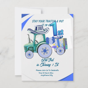 Invitation à l'anniversaire du tracteur modifiable