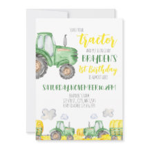 Invitation à l'anniversaire du tracteur vert