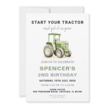 Invitation à l'anniversaire du tracteur vert modif