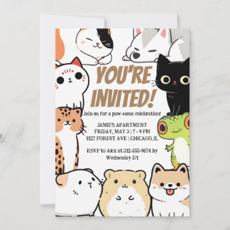 Invitation à l'anniversaire d'un animal mignon