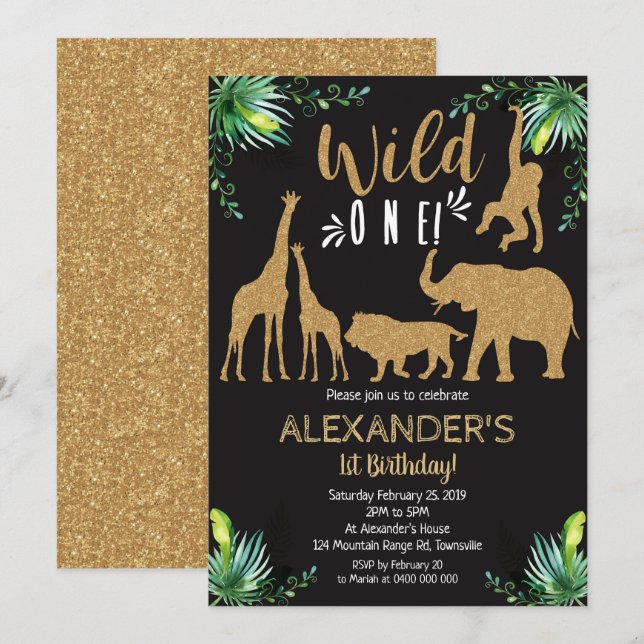 Invitation à l'anniversaire d'un animal sauvage de (Devant / Derrière)