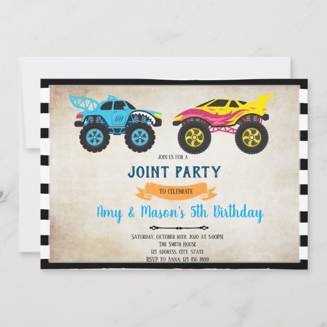 Invitation à l'anniversaire d'un camion monstrueux (Devant)