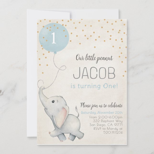 Invitation à l'anniversaire d'un éléphant pour son (Devant)