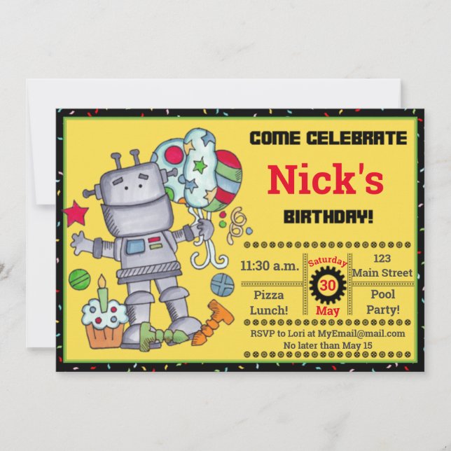 Invitation à l'anniversaire d'un robot (Devant)