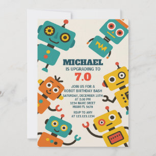 Invitation à l'anniversaire d'un robot personnalis