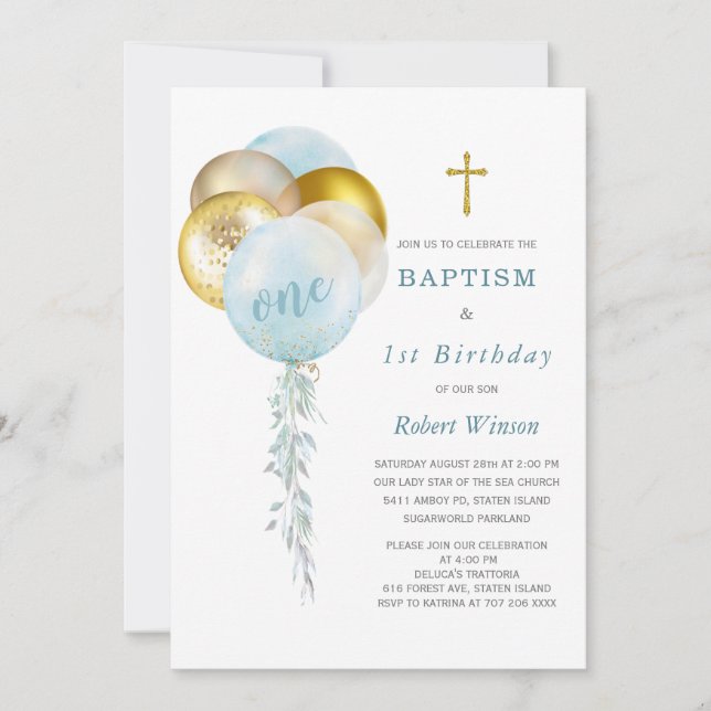 Invitation à l'anniversaire et au baptême (Devant)