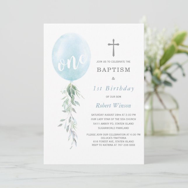 Invitation à l'anniversaire et au baptême (Debout devant)