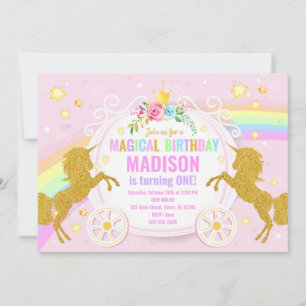 Invitation à l'anniversaire magique de Unicorn / W