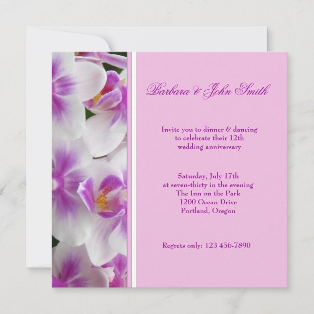 Invitation à l'anniversaire Mariage des orchidées (Devant)