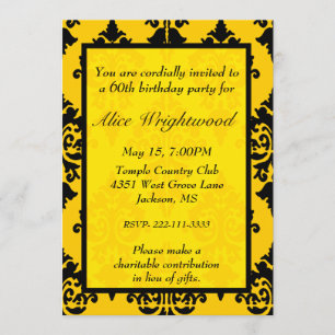 Invitation à l'anniversaire noir et jaune