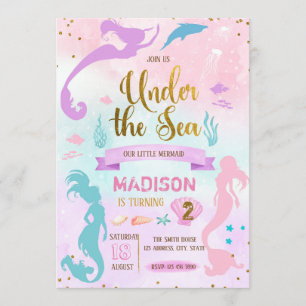 Invitation à l'anniversaire Pastel Mermaid