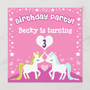 Invitation à l'anniversaire personnalisée de Pink 