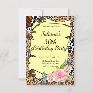 Invitation à l'anniversaire poster de animal