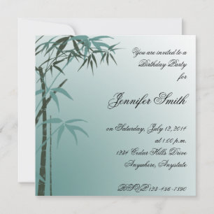 Invitation à l'anniversaire Turquoise de Bamboo