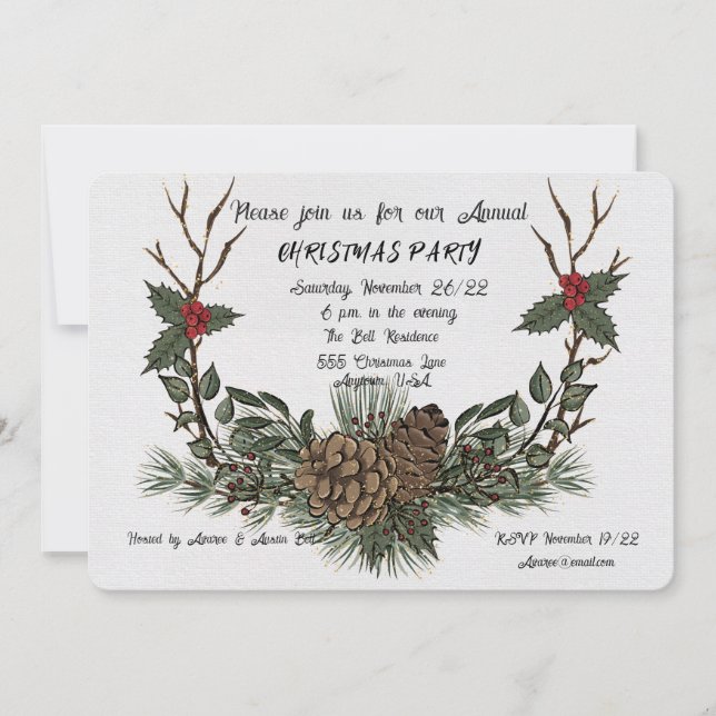Invitation à l'aquarelle de Noël (Devant)