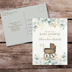 Invitation à l'aquarelle du Baby shower Eucalyptus
