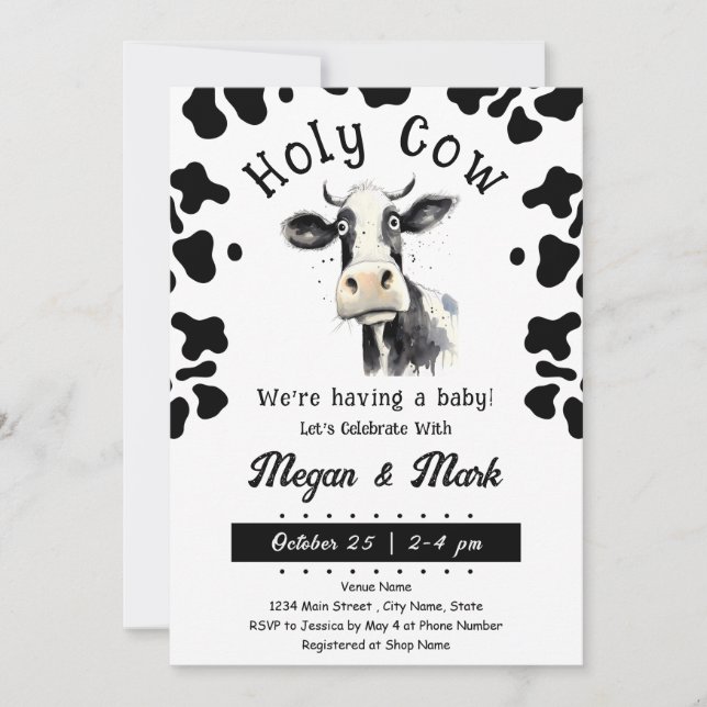 Invitation à l'aquarelle du Baby shower Saint-Vach (Devant)
