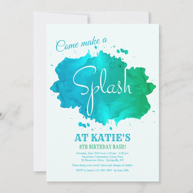 Invitation à l'aquarelle Splash (Devant)