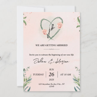 Invitation à l'aquarelle turquoise rose