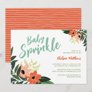 Invitation à l'arrosage de bébé floral tropical