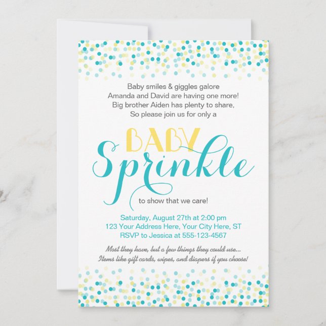 Invitation à l'arrosage de bébés ・ Confetti Design (Devant)