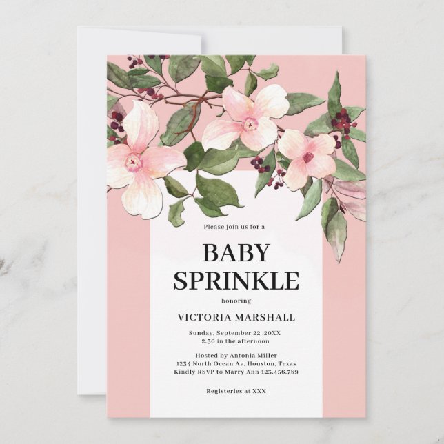 Invitation à l'arrosage floral pour bébé (Devant)