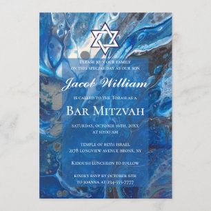 Invitation à l'art flouc bleu du bar juif Mitzvah