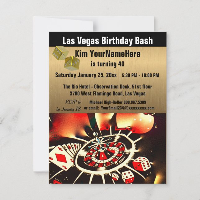 Invitation à Las Vegas Anniversaire Bash (Devant)