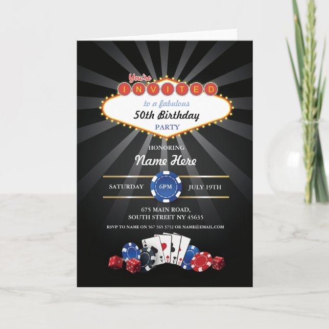 Invitation à Las Vegas Birthday Card (Devant)
