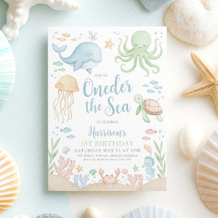 Invitation À l'aube Sea Ocean Boy 1er anniversaire