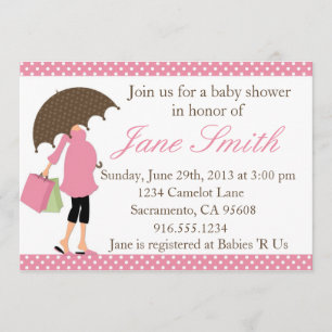 Invitation à l'Baby shower à points Polka roses et