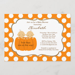 Invitation à l'Baby shower Citrouille de Twins Boy