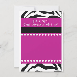 Invitation à l'Baby shower de filles Zebra