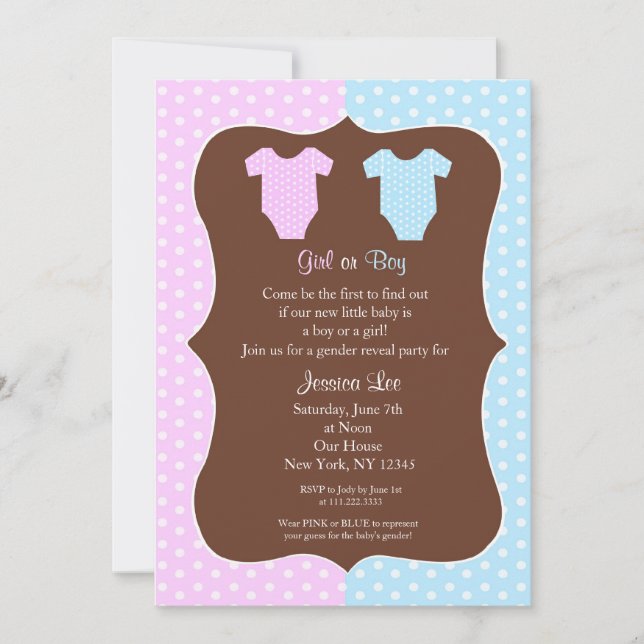 Invitation à l'Baby shower de la Fête de la Révéla (Devant)