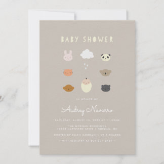 Invitation à l'Baby shower des amis des animaux